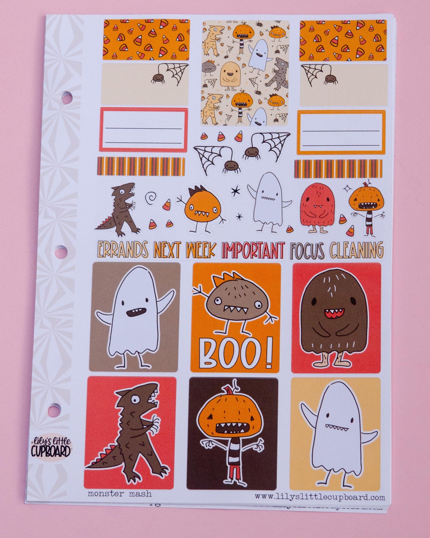 Monster Mash Vertical Weekly Sticker Kit | Halloween Weekly Planner Sticker Kit | A la Carte Mini Kits | Spooky Weekly Planner Kit