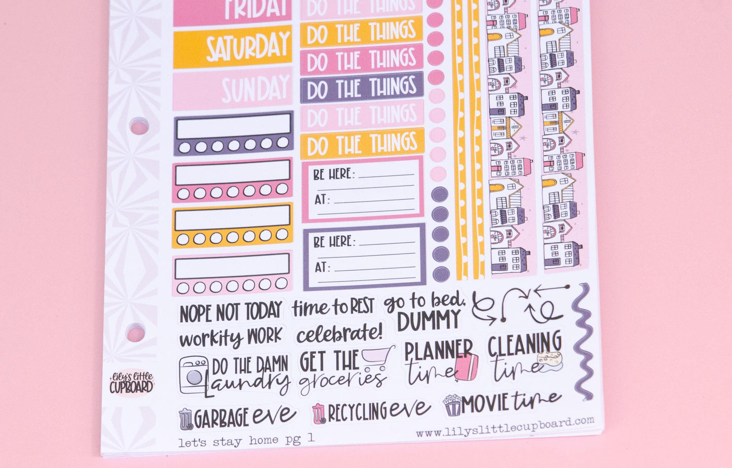 Let's Stay Home | Weekly Sticker Kit | Anytime Planner Kit | Cozy Vertical Sticker Kit | Cute Houses Sticker Kit A la Carte Planner Kit