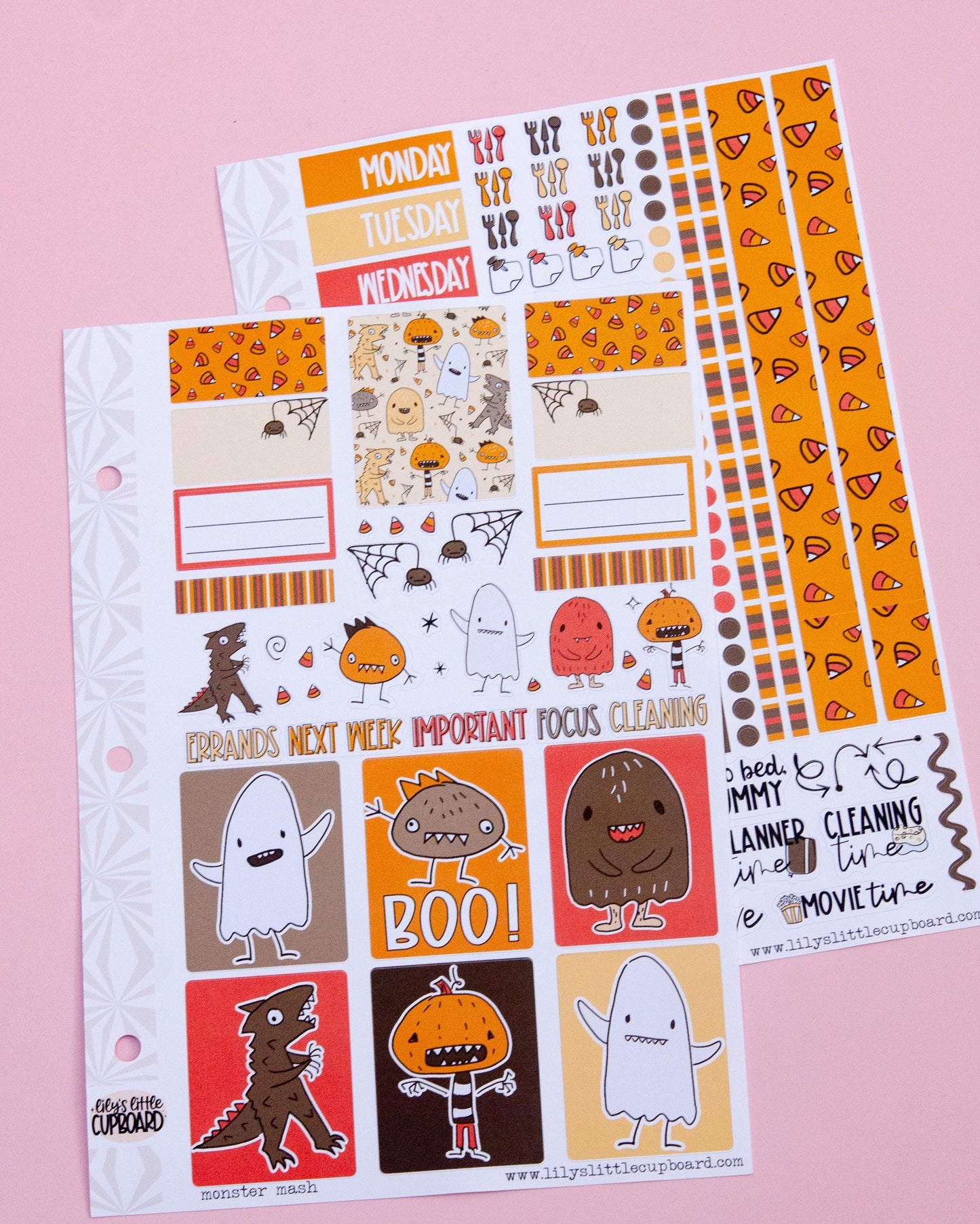Monster Mash Vertical Weekly Sticker Kit | Halloween Weekly Planner Sticker Kit | A la Carte Mini Kits | Spooky Weekly Planner Kit