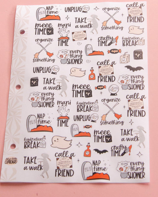 Spooky Self Care Planner Stickers: Halloween Functional Stickers