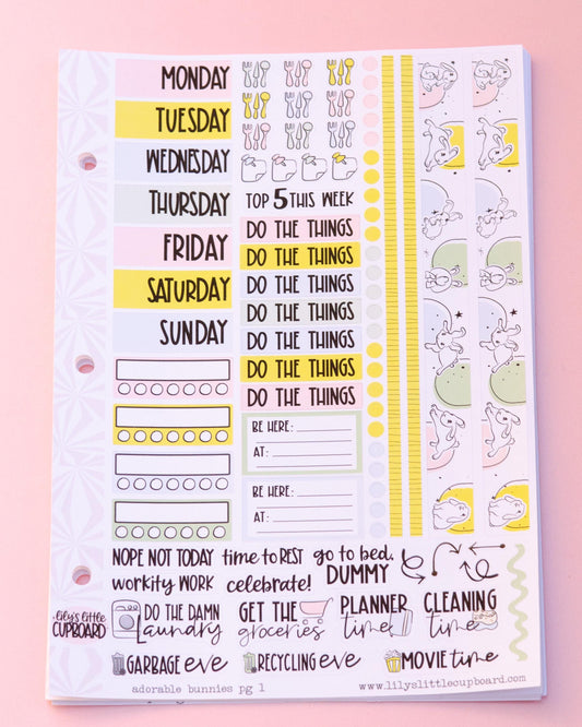 Adorable Bunnies | Weekly Sticker Kit | Spring Planner Kit | Cute Bunny Stickers Stickers | Pastel Bunny Sticker Kit A la Carte Planner Kit