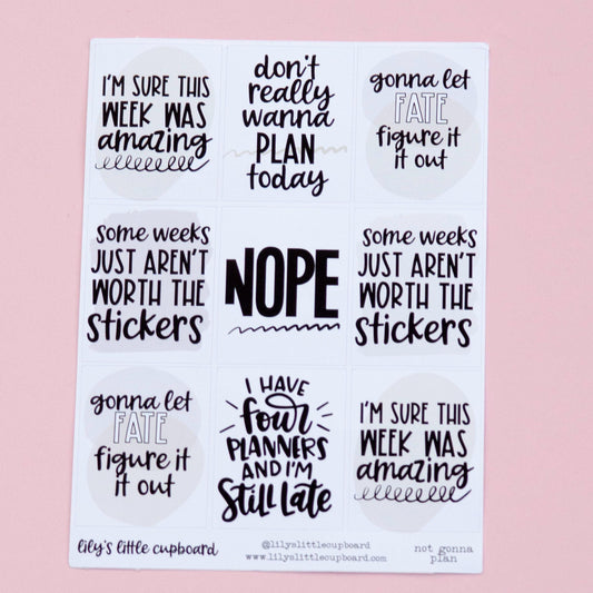 Not Gonna Plan This Week Full Box Planner Stickers | Missed a Week Planner Stickers Full Box Quote Planner Stickers |  Snarky Stickers