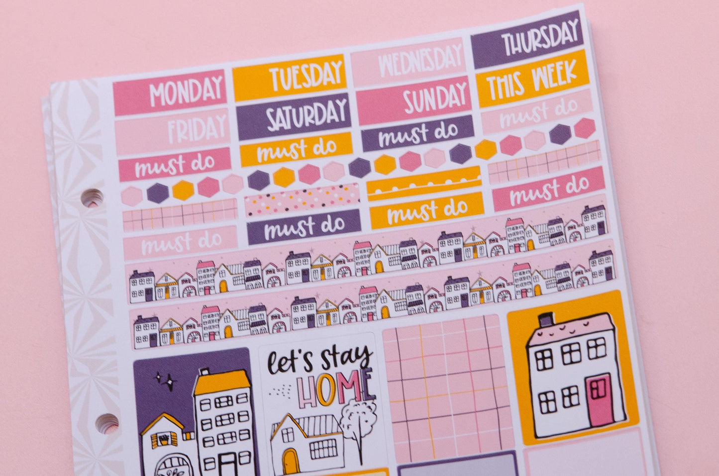 Let's Stay Home Hobonichi Cousin and Other A5 Weekly Sticker Kit in | Cozy Day Sticker Kit | A5 Weekly Sticker Kit | Home  Planner Cute