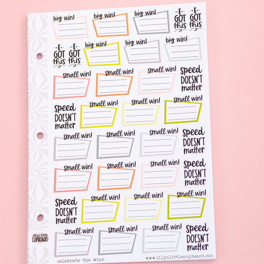 Celebrate the Wins  Goal Planning Stickers  | Goal Setting Task Script Stickers | Adulting Stickers | Functional Deco Stickers