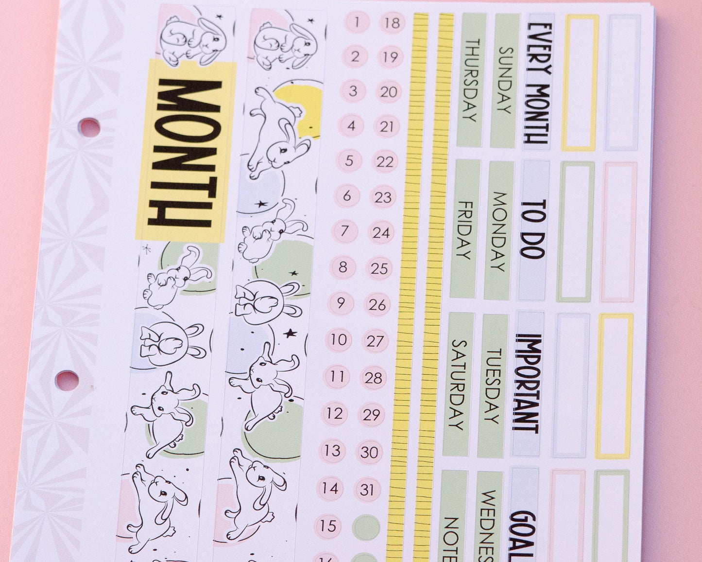 Adorable Bunnies Simple Monthly Kit | Spring Monthly Sticker Kit | Choose Your Month Sticker Kit | Classic Vertical