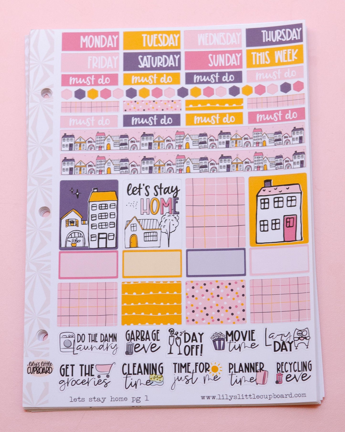 Let's Stay Home Hobonichi Cousin and Other A5 Weekly Sticker Kit in | Cozy Day Sticker Kit | A5 Weekly Sticker Kit | Home  Planner Cute