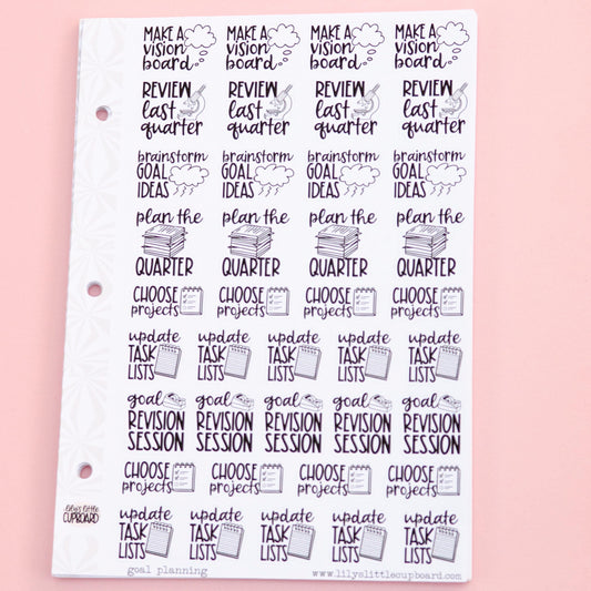 Quarterly Goal Planning Stickers  | Goal Setting Task Script Stickers | Adulting Stickers | Functional Deco Stickers