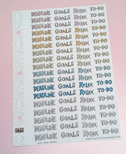 Just Words Sampler Planner Stickers | Chores and Housework Task Script Stickers | Adulting Stickers | Functional Deco Stickers