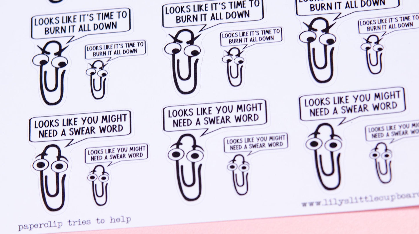 Helpful Paper Clip Planner Stickers | Paper Clip Stickers | Snarky Deco | Script | Icon | Typography