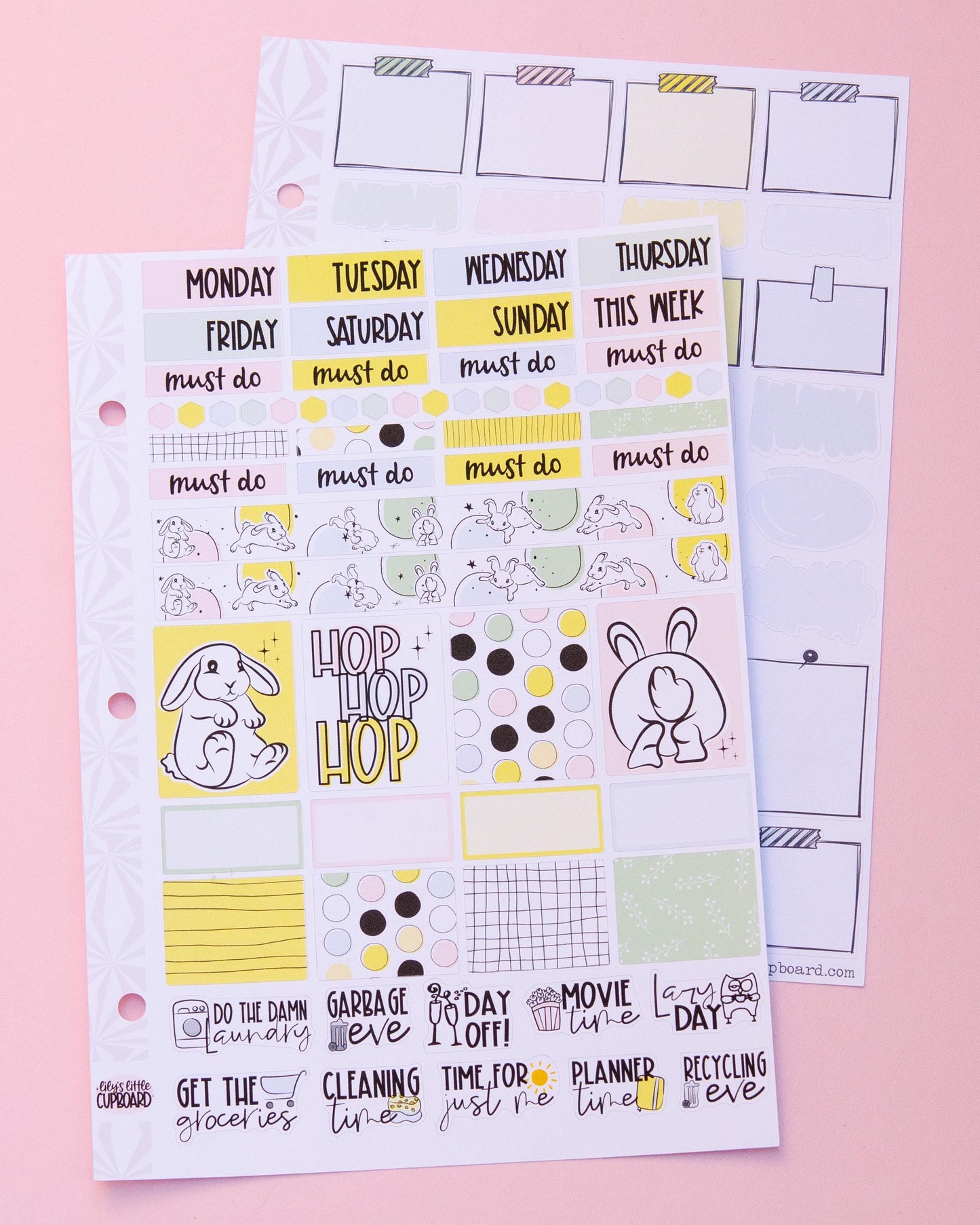 Adorable Bunnies Hobonichi Cousin and Other A5 Weekly Sticker Kit | Bunnies Sticker Kit | A5 Weekly Sticker Kit | Cute Bunny Stickers