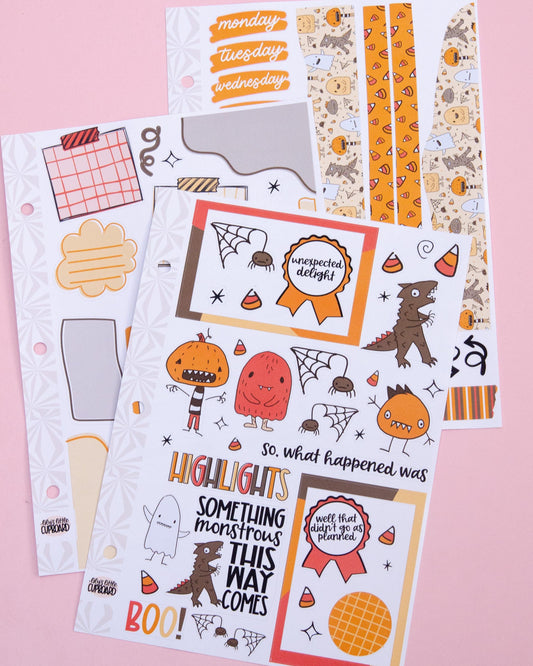 Monster Mash  Halloween Journaling Sticker Kit | Memory Keeping | Journal Stickers | Cute Halloween Planner Kit | Cute Monsters Fall Kit