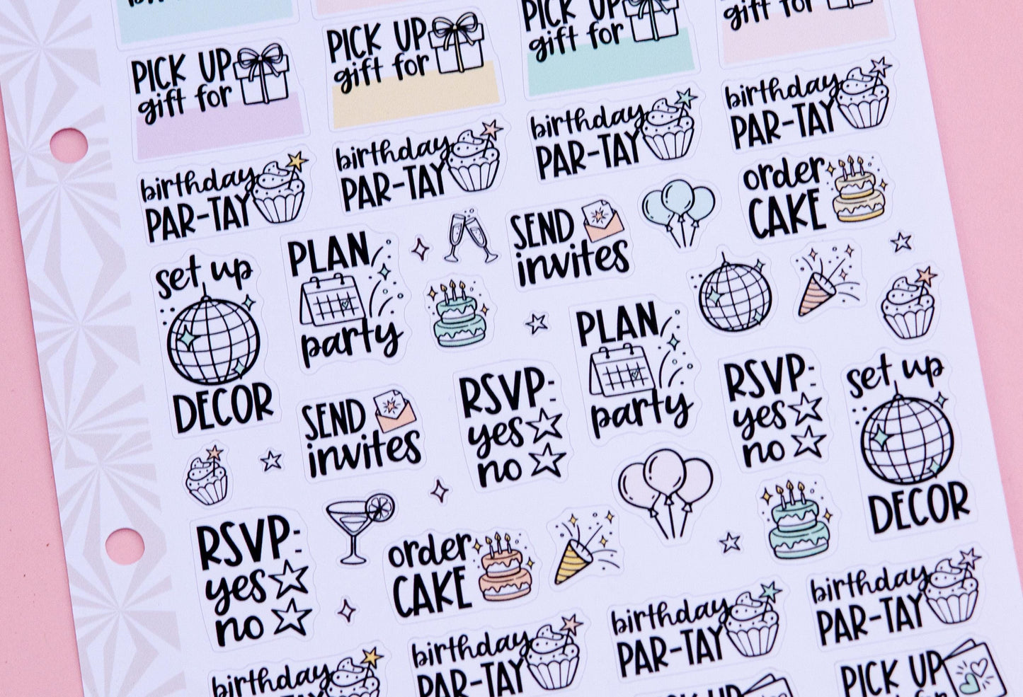 Birthday Sampler Planner Stickers | Birthday Functional Organizing Projects | Functional Deco | Script | Icon | Typography