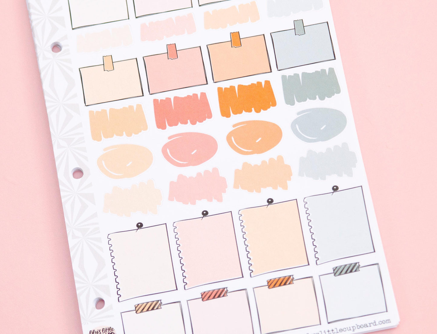 Hobo Cuz-A5 Weekly Sticker Kit in Fresh Start  Peachy Grays | Goal Planner Hobonichi Sticker Kit | A5 Weekly Planner Sticker Kit