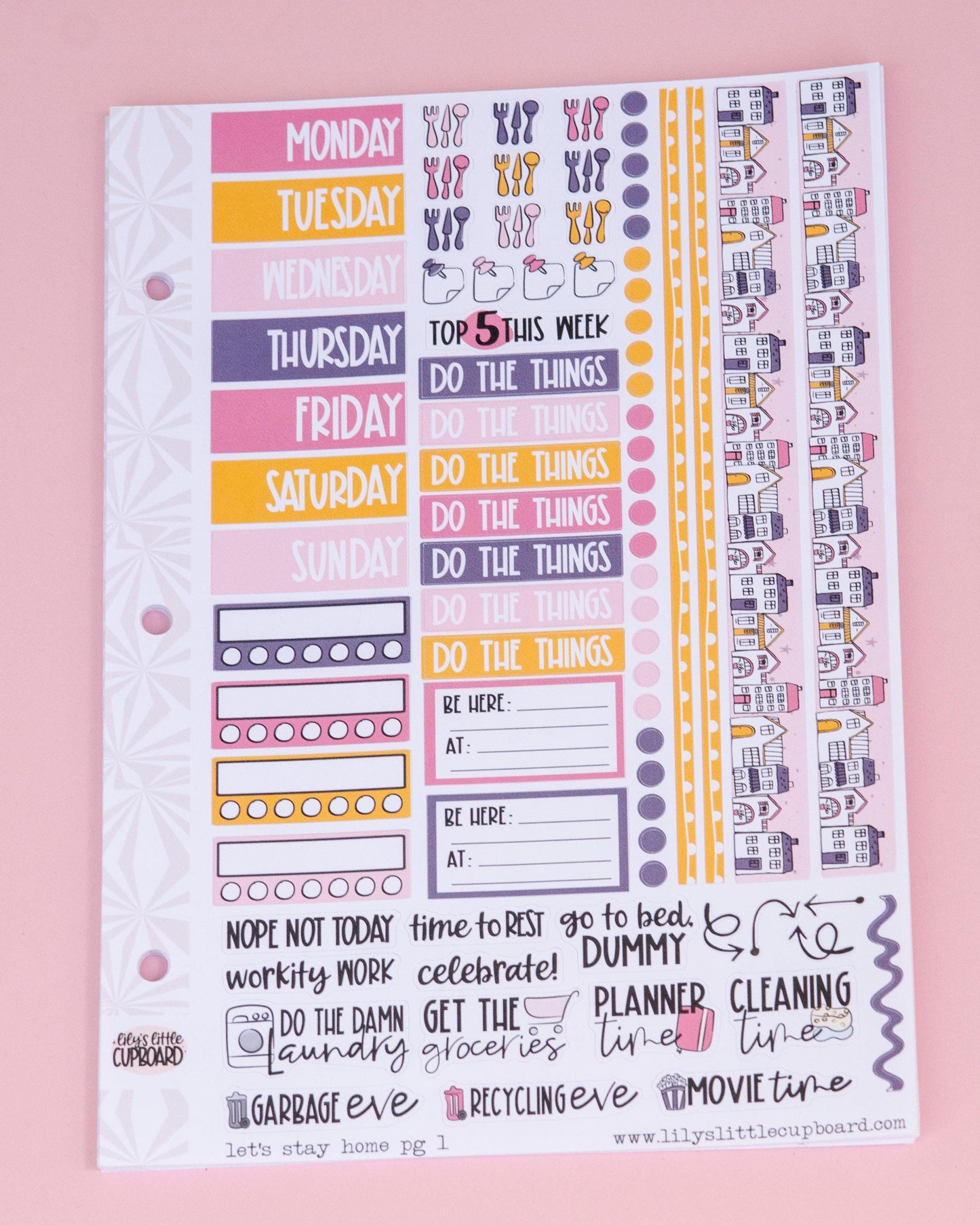 Let's Stay Home | Weekly Sticker Kit | Anytime Planner Kit | Cozy Vertical Sticker Kit | Cute Houses Sticker Kit A la Carte Planner Kit