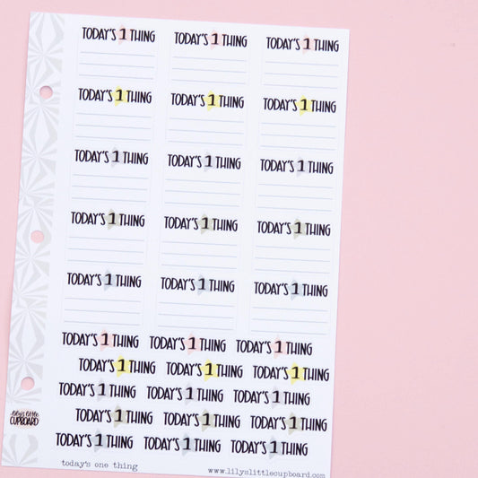 One Thing Today Planning Stickers  | Focused Task Script Stickers | Goal Planning Stickers | Functional Deco Stickers