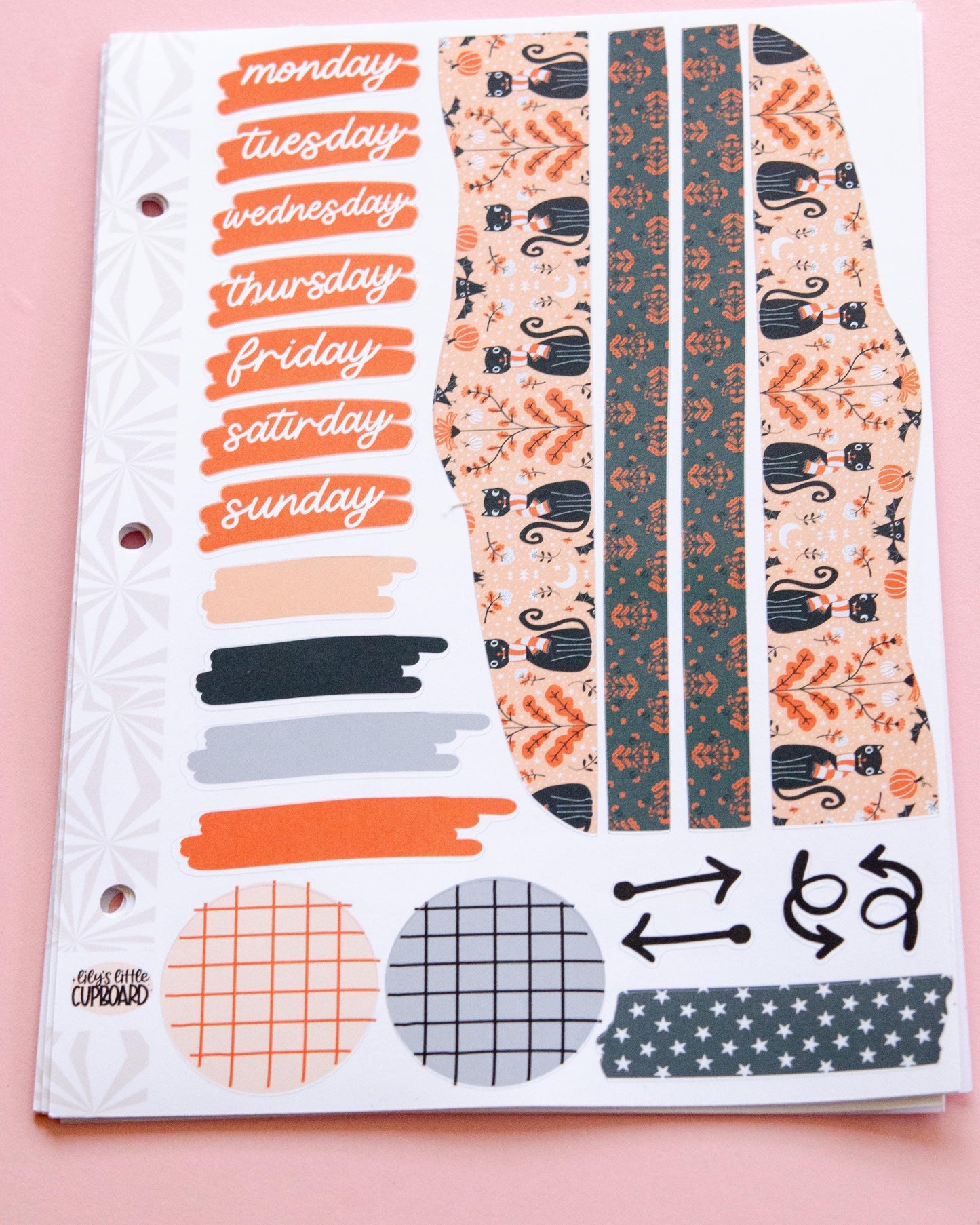 Bat Kitty Halloween Journaling Sticker Kit: Jumbo Planner Stickers