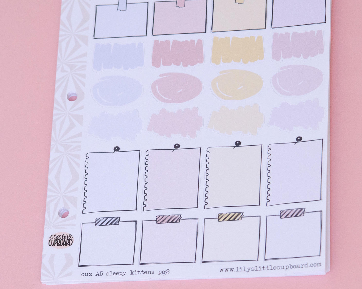 Sleepy Kitties Hobonichi Cousin and Other A5 Weekly Sticker Kit in | Cozy Day Sticker Kit | A5 Weekly Sticker Kit | Cute Kitty Cat