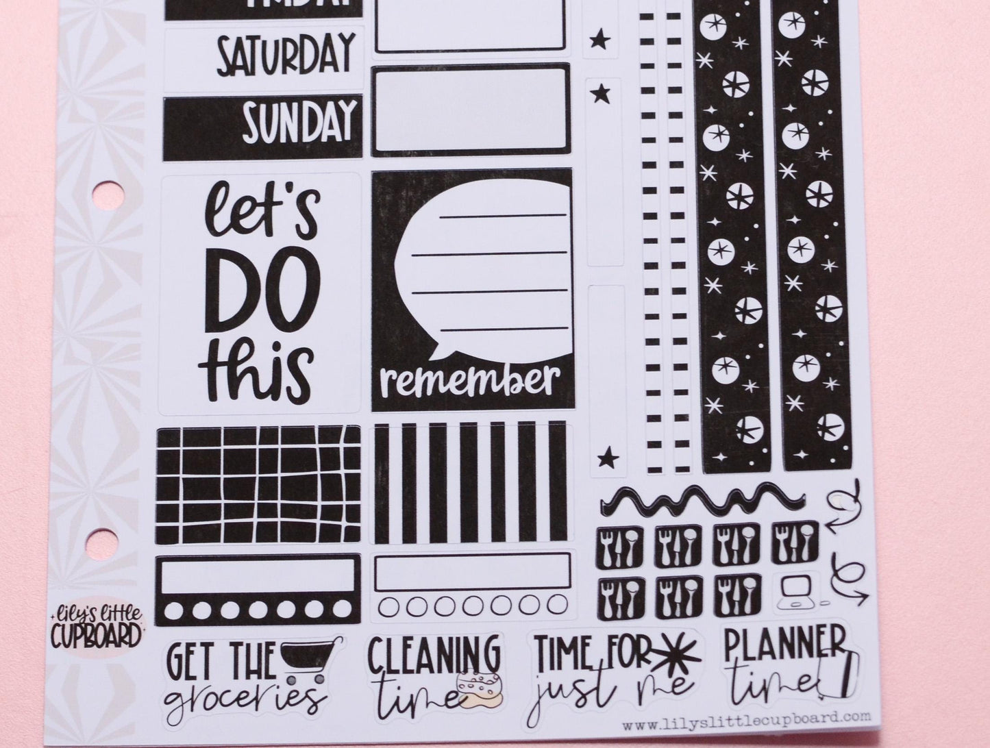 Monochrome Collection Black and White | Functional Planner Stickers | Typography Scripts Planner Stickers | Weekly Planner Sticker Kit