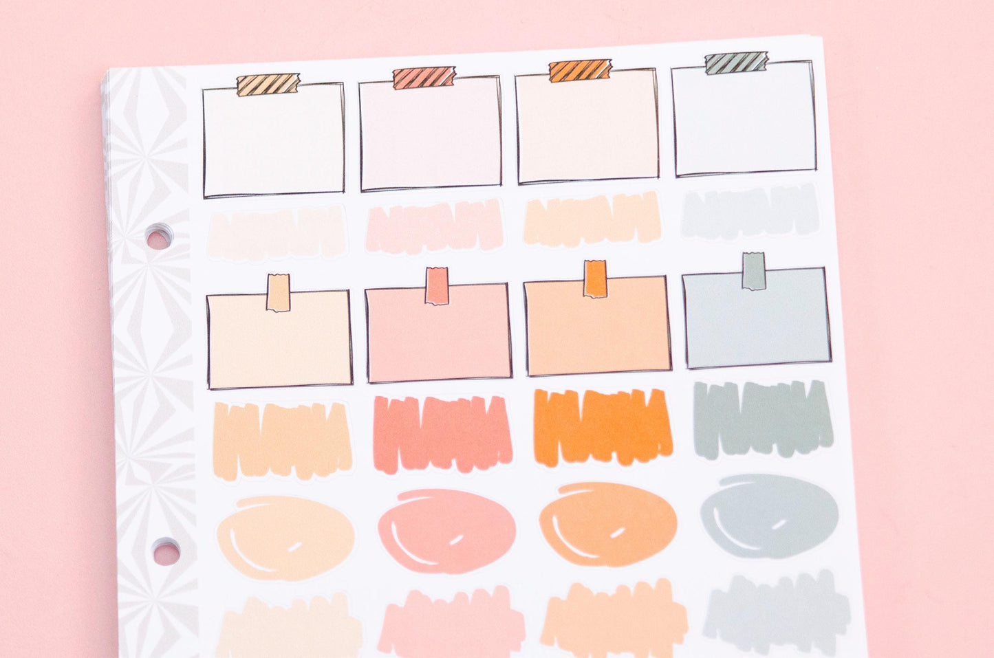 Hobo Cuz-A5 Weekly Sticker Kit in Fresh Start  Peachy Grays | Goal Planner Hobonichi Sticker Kit | A5 Weekly Planner Sticker Kit