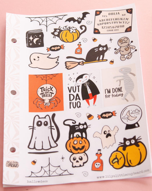 Halloween Spooky Jumbo Deco Planner Stickers | Junk Journaling Stickers