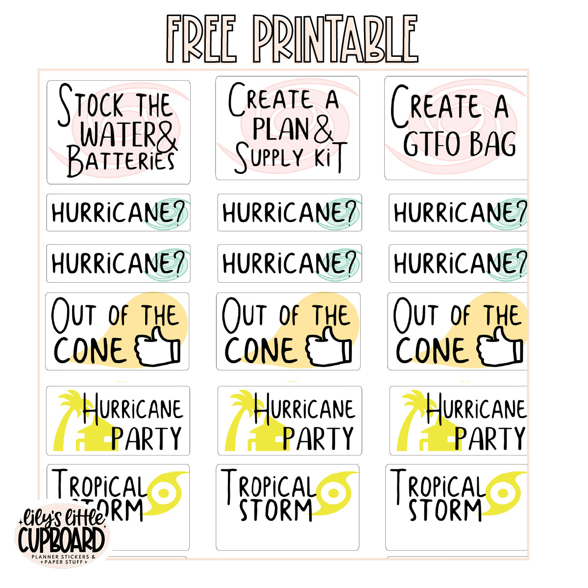 Hurricane Stickers Free Printable