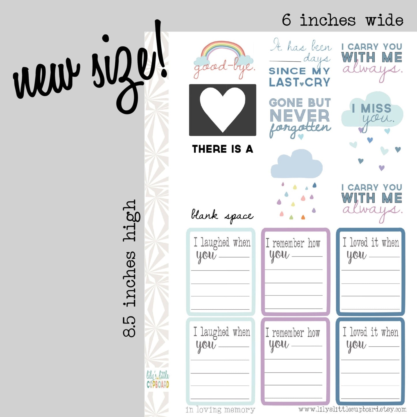 In Loving Memory Planner Stickers | Grief Planner Stickers | Loss Planner Stickers | Remembrance Planner Stickers | Funeral Stickers  (#057)