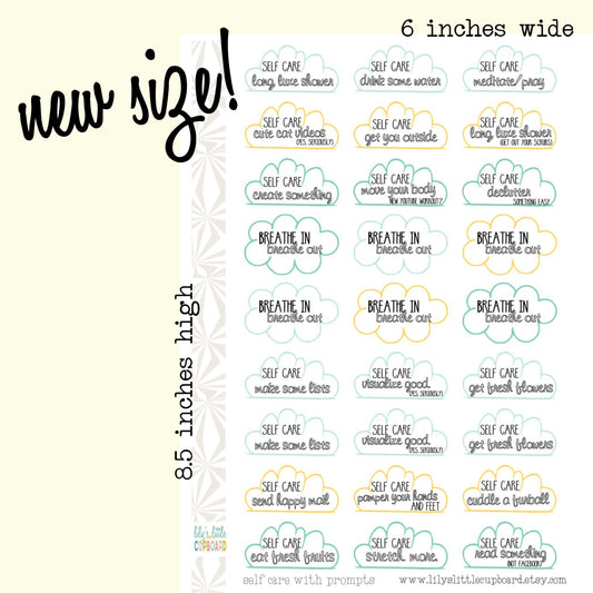 Self Care Planner Stickers | Self Care with Prompts Stickers | Positive Self Stickers (A030)