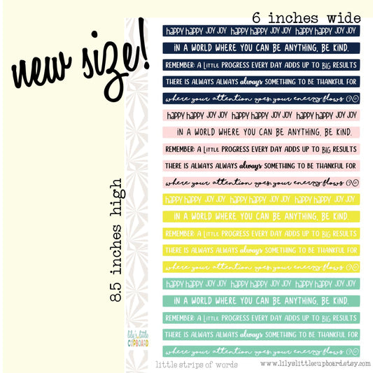 Little Strips of Words Version 1  | Word Washi Stickers | Header Planner Stickers (A179)