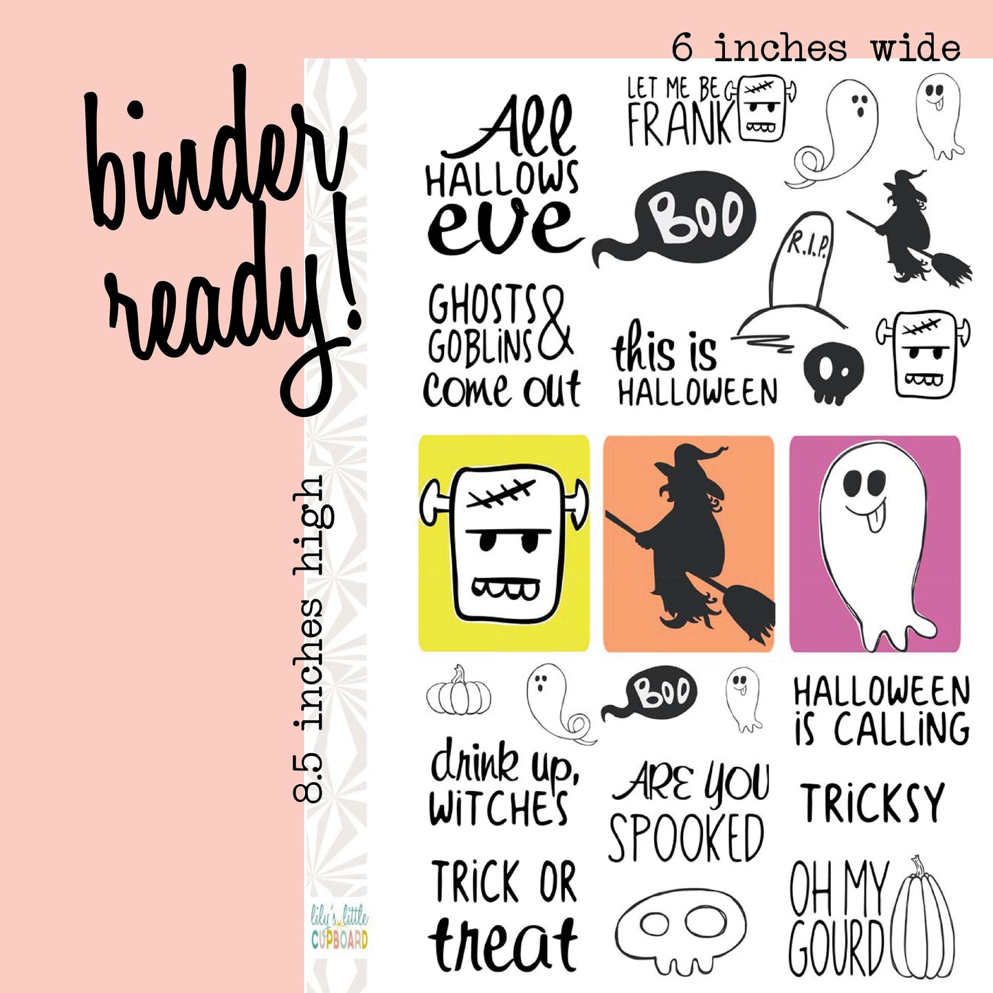 Hallloween Words and Deco Planner Stickers (#221)