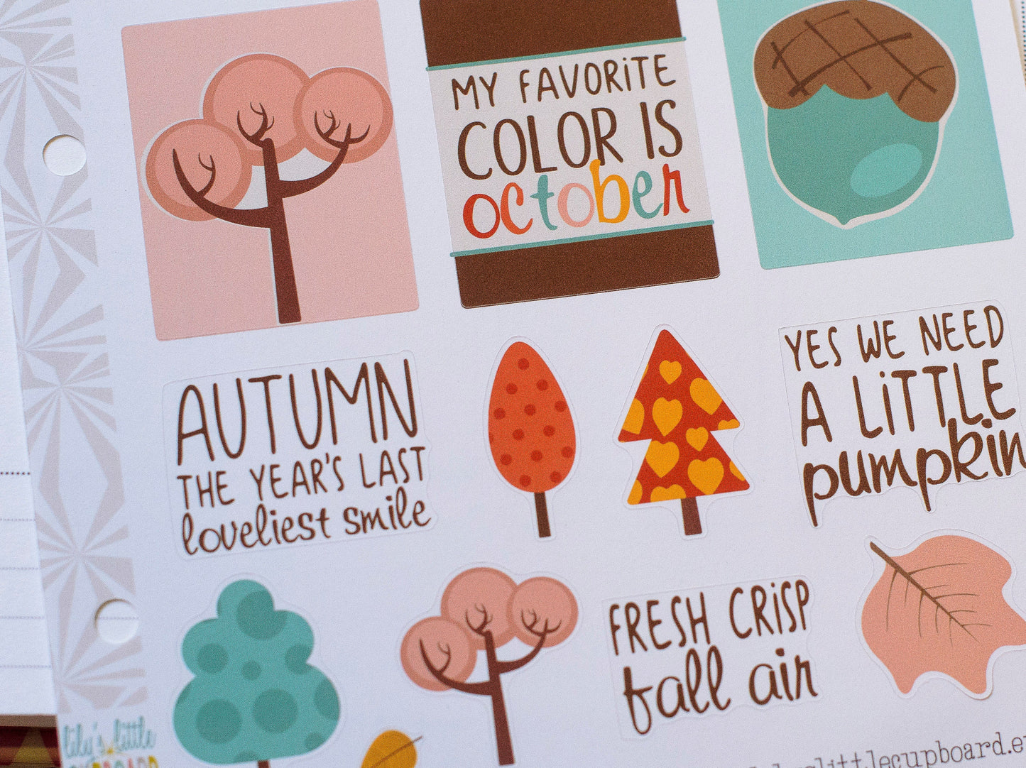 Autumn Deco and Words Planner Stickers | Fall Deco Planner Stickers | Retro Planner Stickers