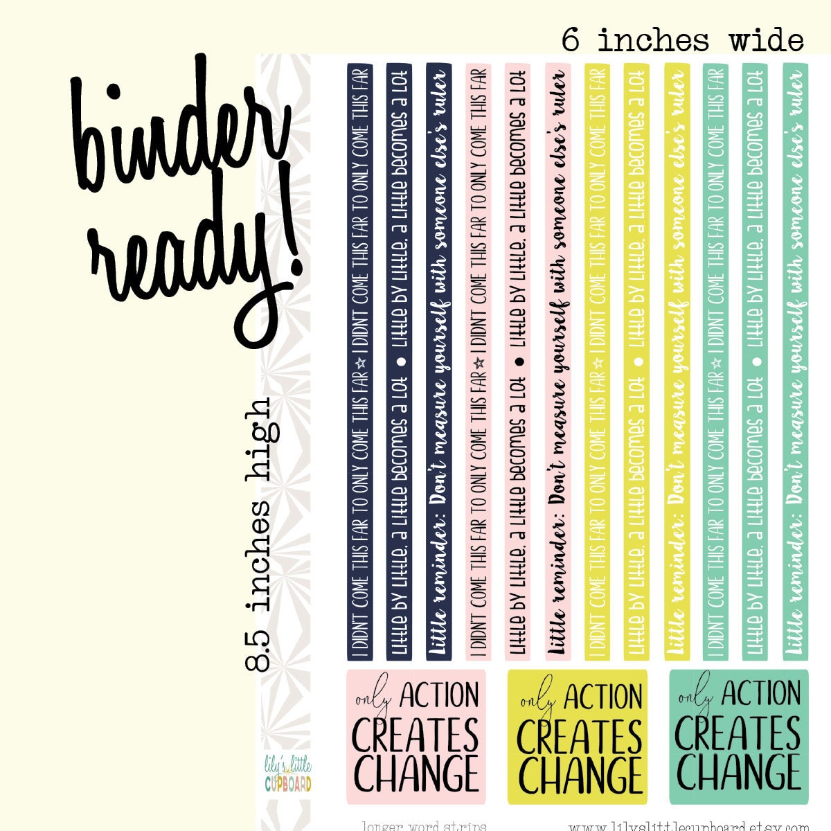 Word Strips Planner Stickers Longer | Washi Quote Stickers (A177)