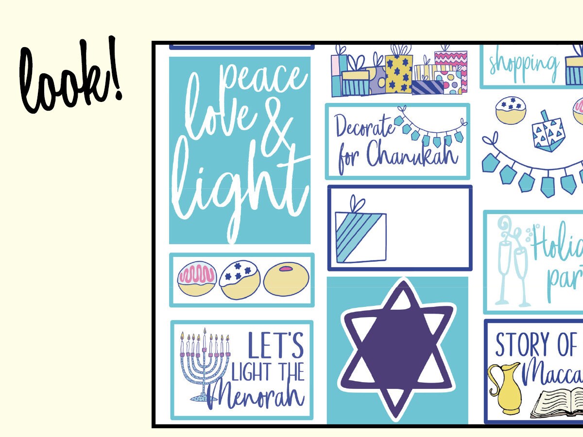Chanukah Hanukkah Planner Stickers | Hanukkah Planner Stickers | Winter Holiday Stickers (A061)