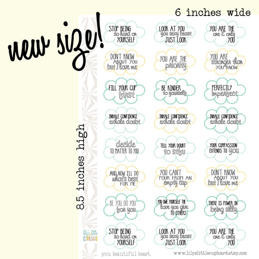 Self Care Planner Stickers | Affirmations and Reminders Stickers | Positive Self Stickers (A034)