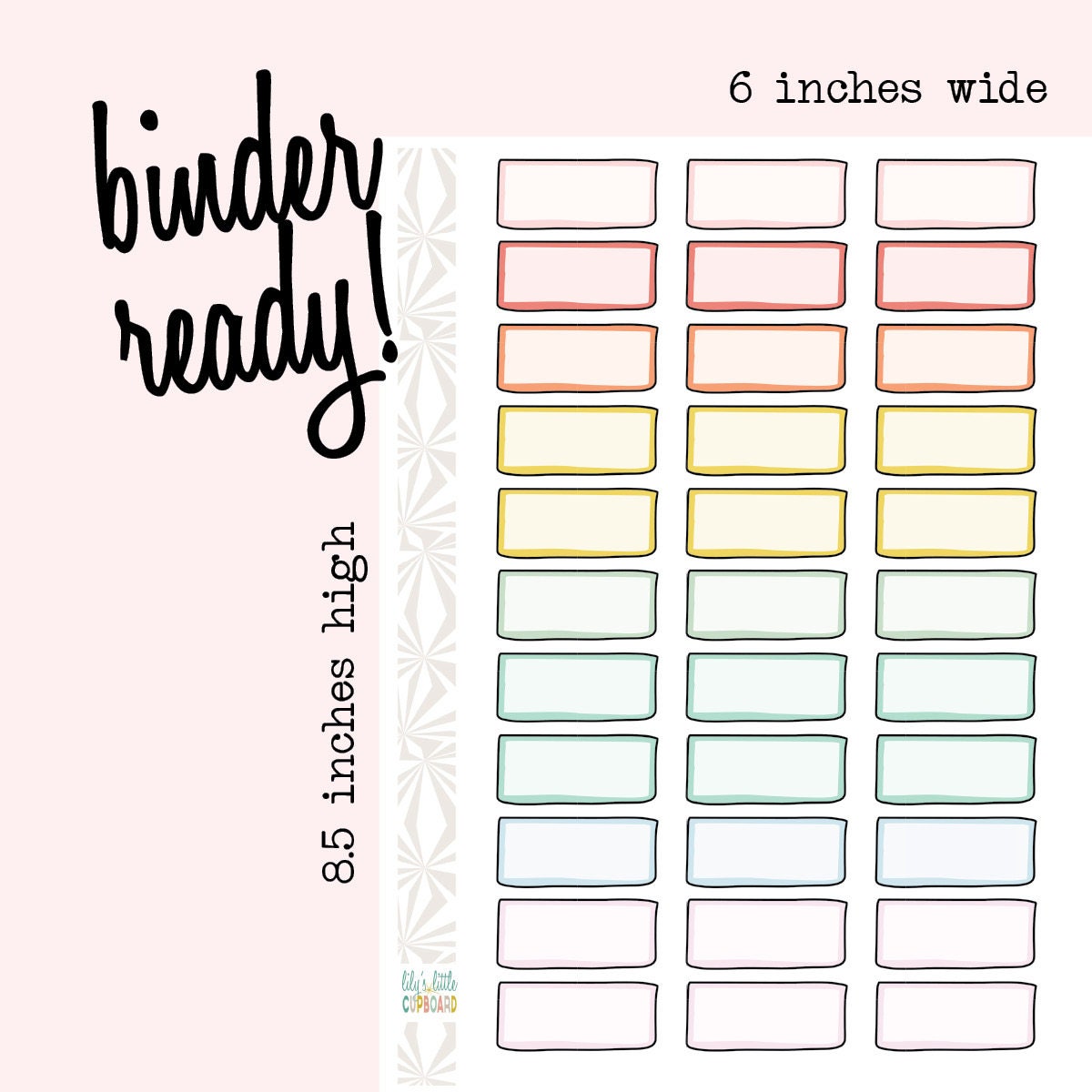 Third Box  | Quarter Box Planner Stickers in Pastels | Essential Planner Stickers | Everyday Planner Stickers (#231)