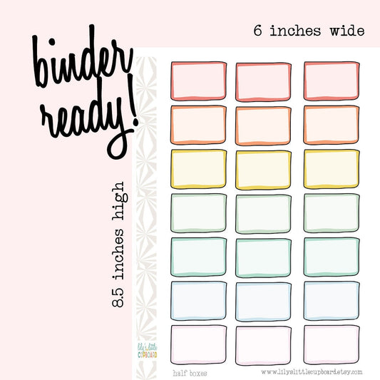 Two Thirds Box Planner Stickers | Half Box Planner Stickers in Pastels | Essential Planner Stickers | Everyday Planner Stickers