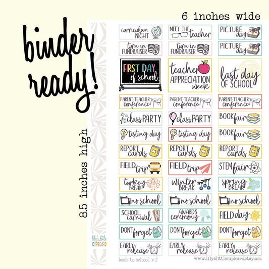 Back to School Stickers v.2 | School Planner Stickers | Elementary School Planner Stickers | School Stickers (#041)
