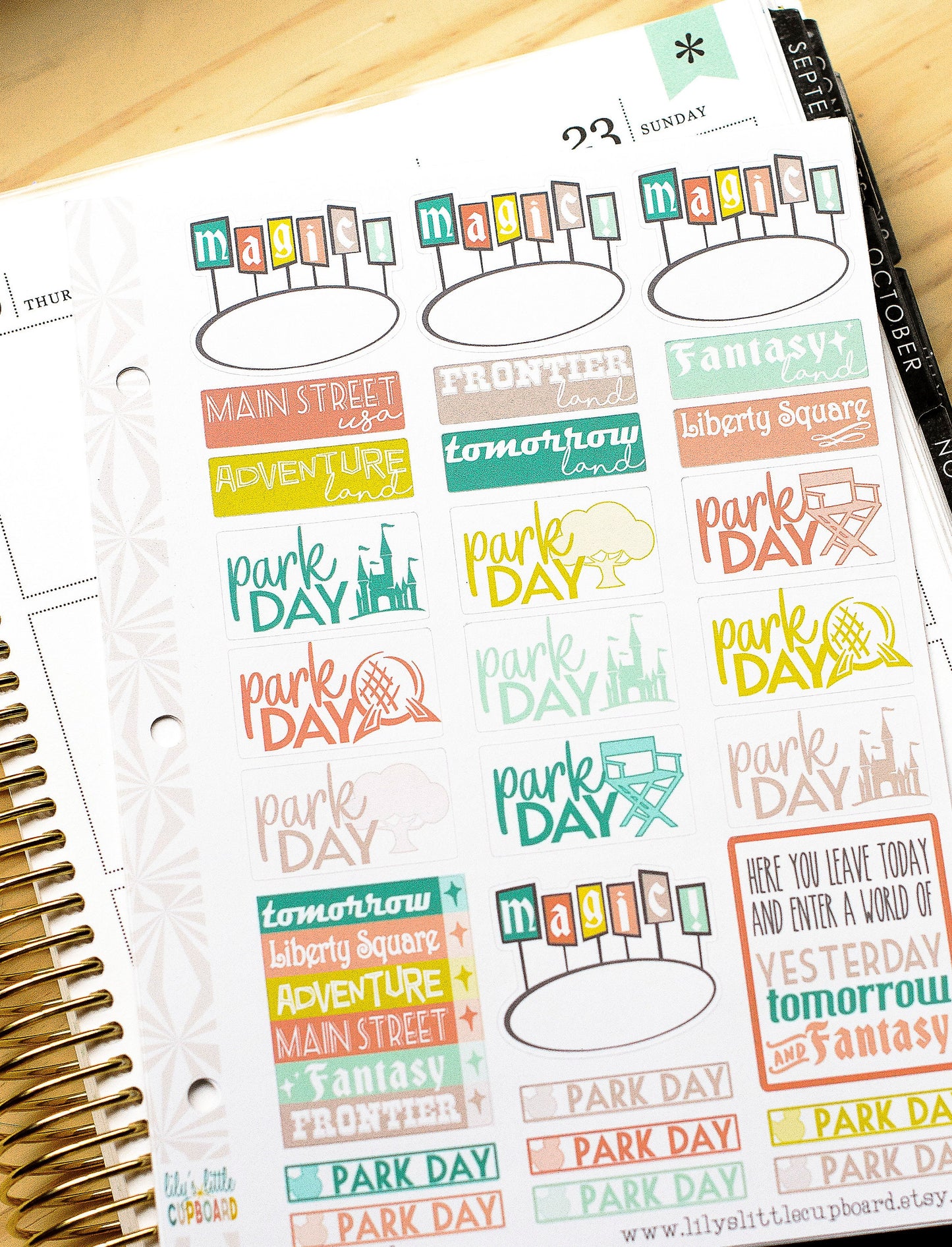 Just a Magical Park Day Planner Stickers in Vintage  | Vacation Planner Stickers | Travel Planner Stickers (#001)