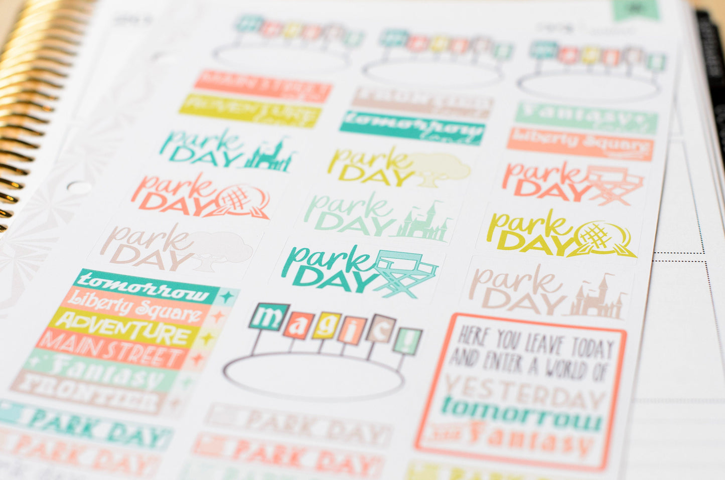 Just a Magical Park Day Planner Stickers in Vintage  | Vacation Planner Stickers | Travel Planner Stickers (#001)