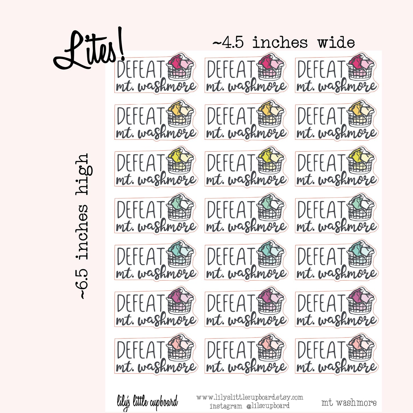 Defeat Mt Washmore Laundry Stickers | Cleaning Stickers | Laundry Stickers | Chore Stickers | Lily's Little Lites Planner Stickers (L0C3)