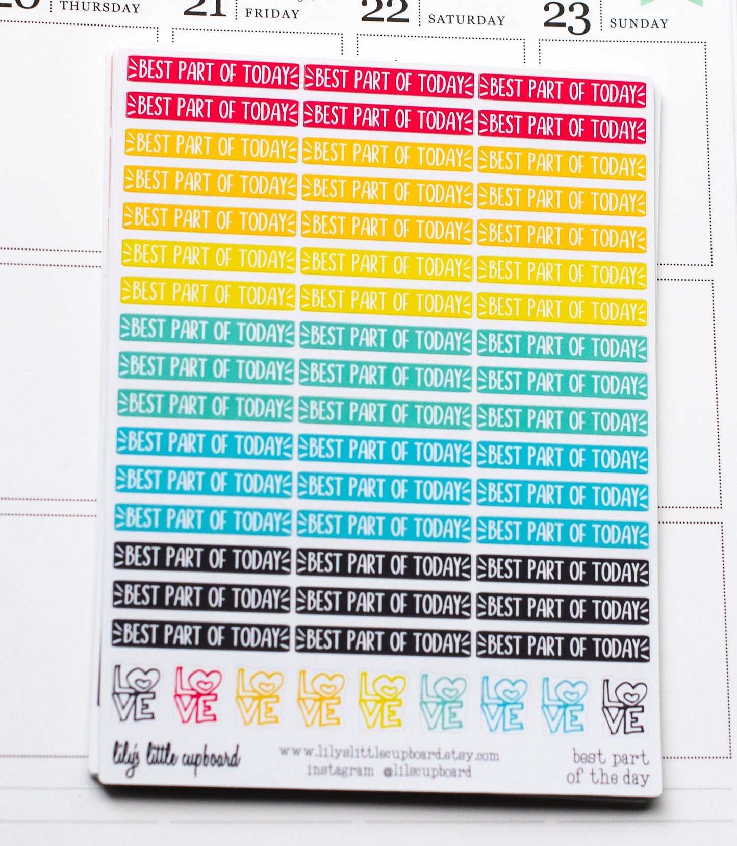 Best Part of The Day Label Stickers | Header Stickers | Memory Planning Stickers | Lily's Little Lites Planner Stickers (L027) )
