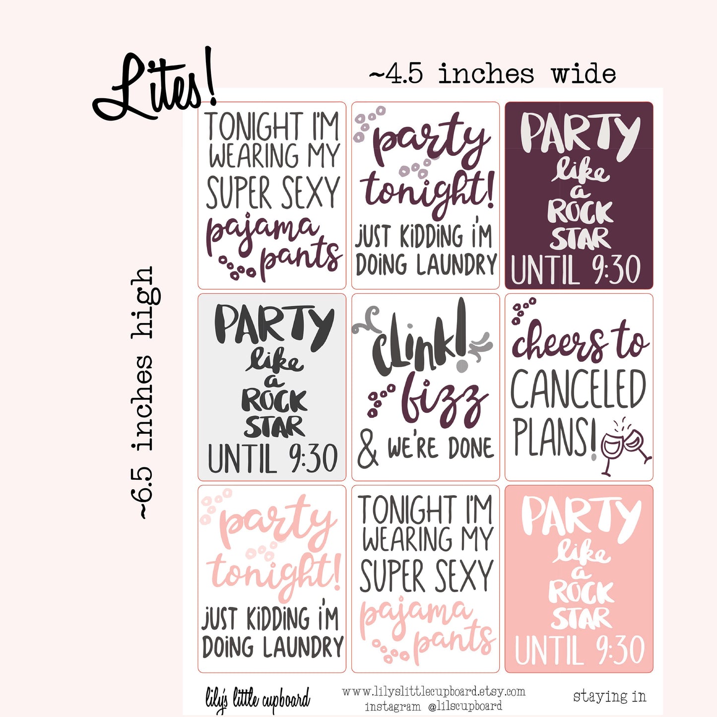 Staying In Planner Stickers | Staying Home Planner Stickers | Night In Planner Stickers | Lily's Little Lites Planner Stickers (L030c)