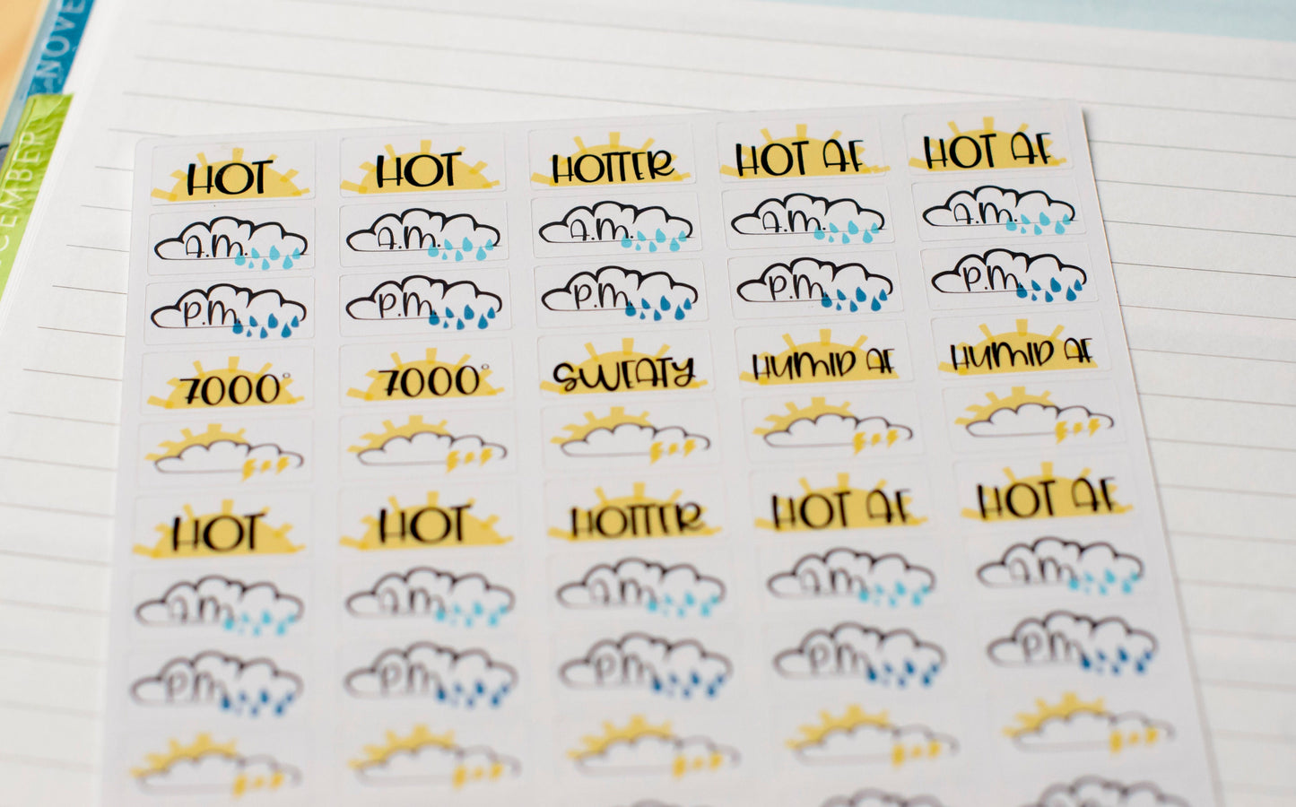 Hot and Rainy Weather Stickers | Summer Planner Stickers | Hot Weather Stickers | Lily's Little Lites Planner Stickers (L_L)