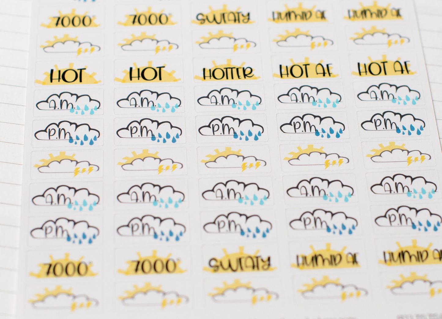 Hot and Rainy Weather Stickers | Summer Planner Stickers | Hot Weather Stickers | Lily's Little Lites Planner Stickers (L_L)