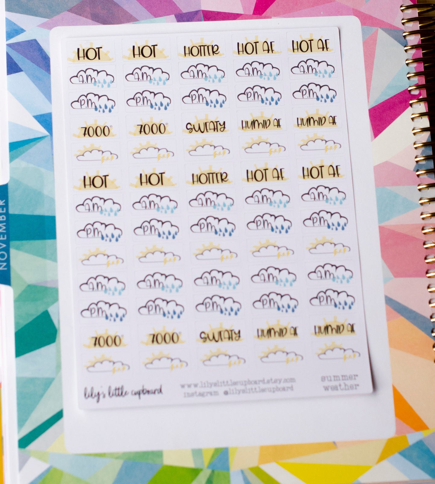 Hot and Rainy Weather Stickers | Summer Planner Stickers | Hot Weather Stickers | Lily's Little Lites Planner Stickers (L_L)