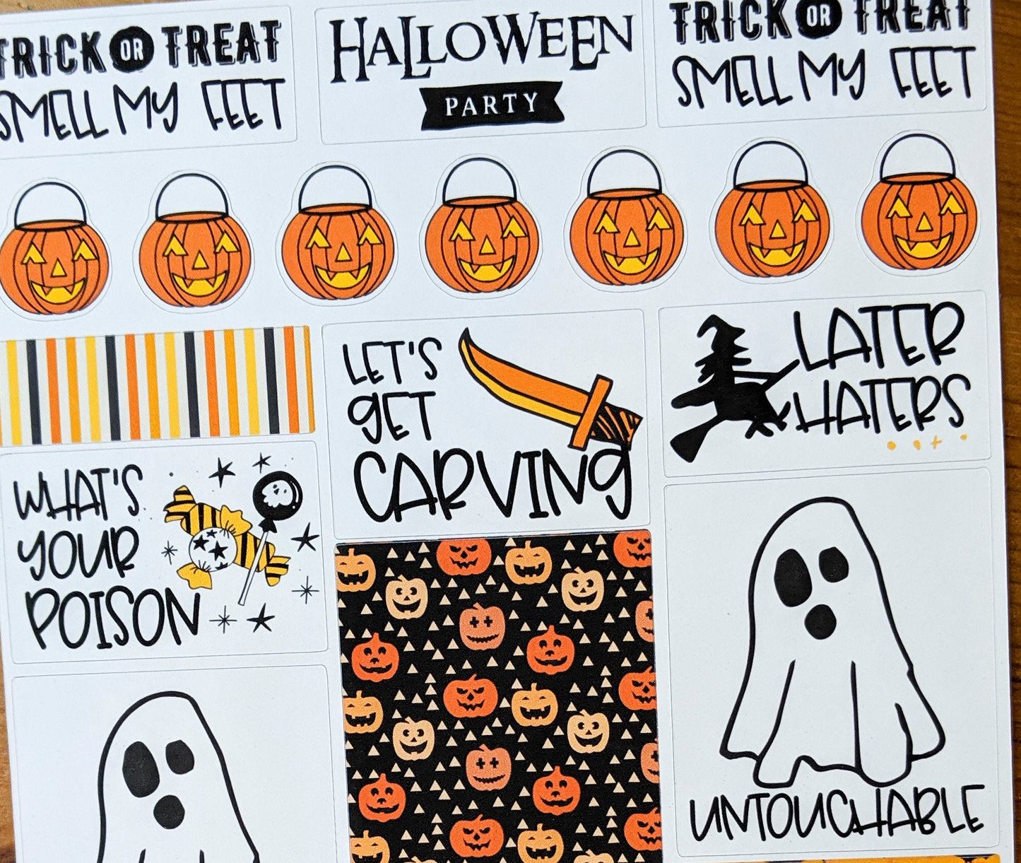 Spooky Deco Planner Stickers | Halloween Box Stickers | Halloween Planner | Retro Planner Stickers | Vintage Halloween Stickers (L_O)