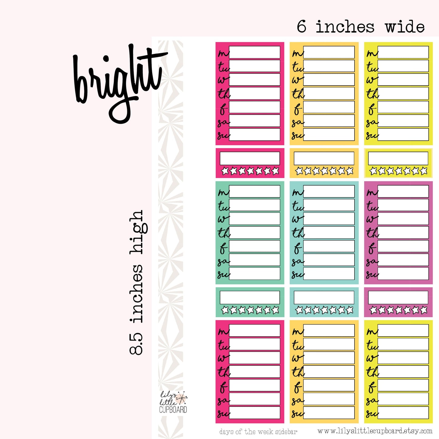 Stack That Sidebar Collection | Days of the Week | Work Planner Stickers | Schedule Stickers | Sidebar Stickers | Planner Stickers