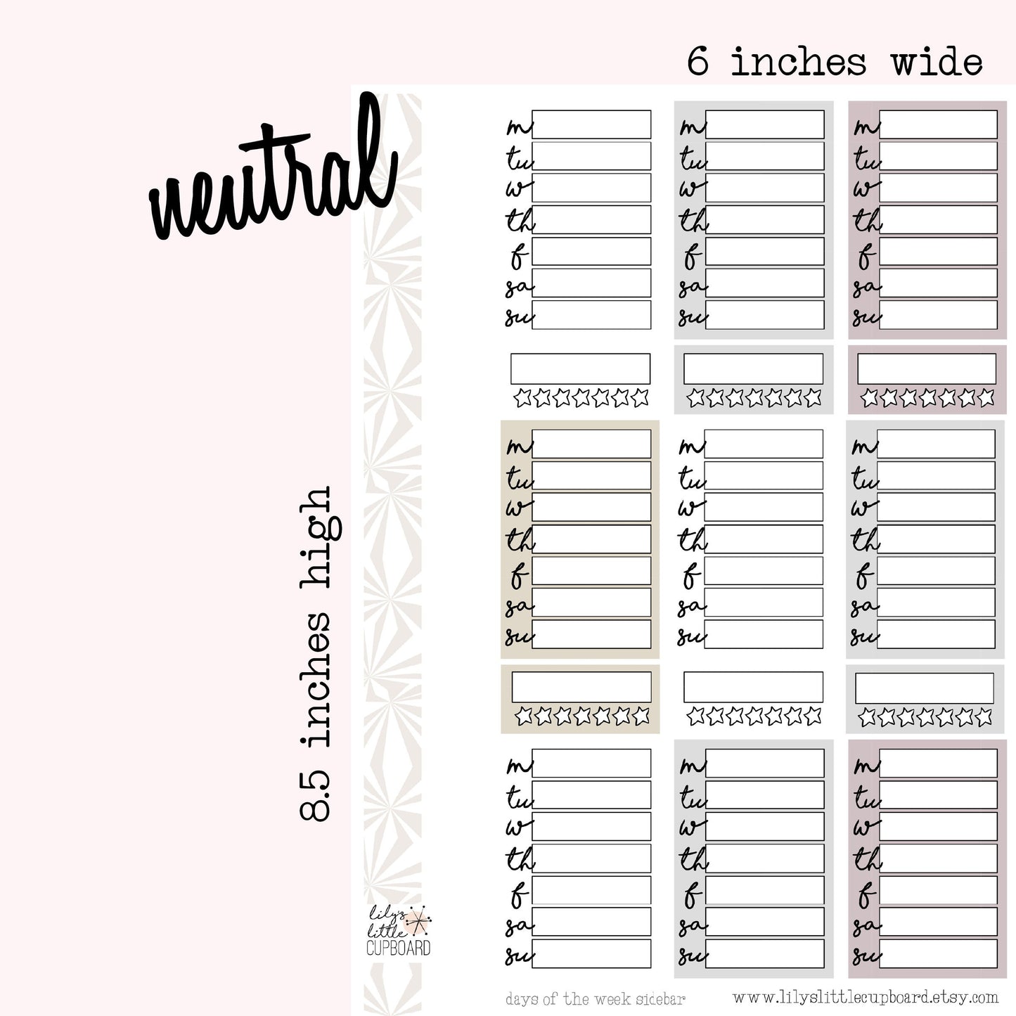 Stack That Sidebar Collection | Days of the Week | Work Planner Stickers | Schedule Stickers | Sidebar Stickers | Planner Stickers