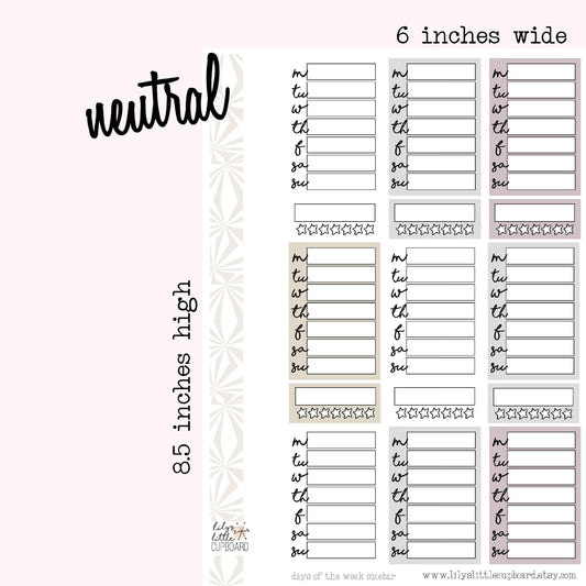 Stack That Sidebar Collection | Days of the Week | Work Planner Stickers | Schedule Stickers | Sidebar Stickers | Planner Stickers
