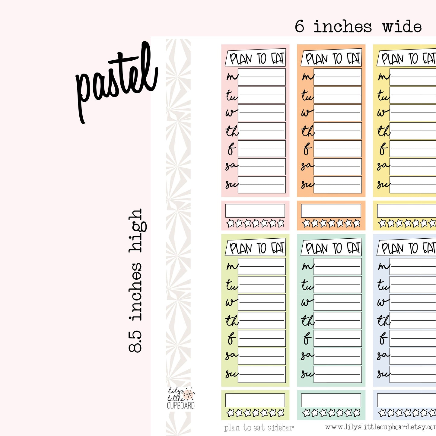 Stack That Sidebar Collection | Meal Planner | Plan to Eat Planner Stickers | Dinner Stickers | Sidebar Stickers | Planner Stickers