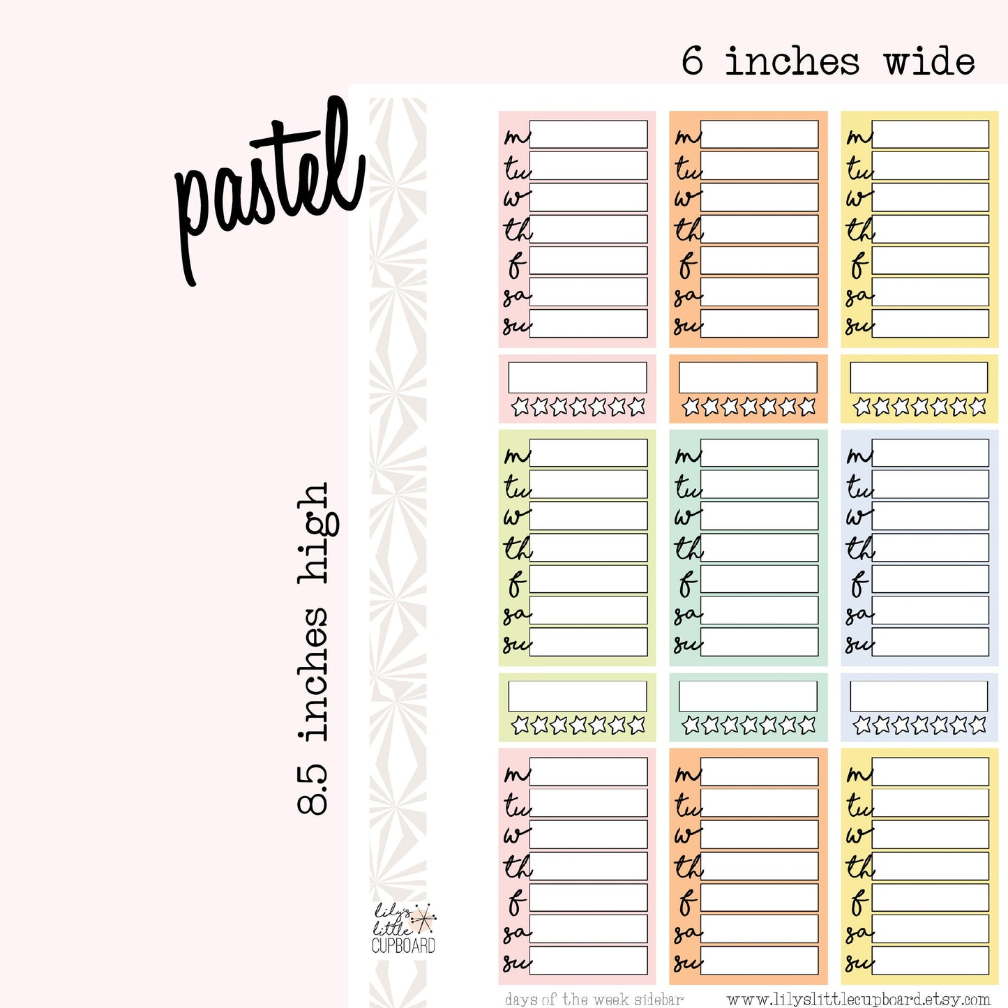 Stack That Sidebar Collection | Days of the Week | Work Planner Stickers | Schedule Stickers | Sidebar Stickers | Planner Stickers